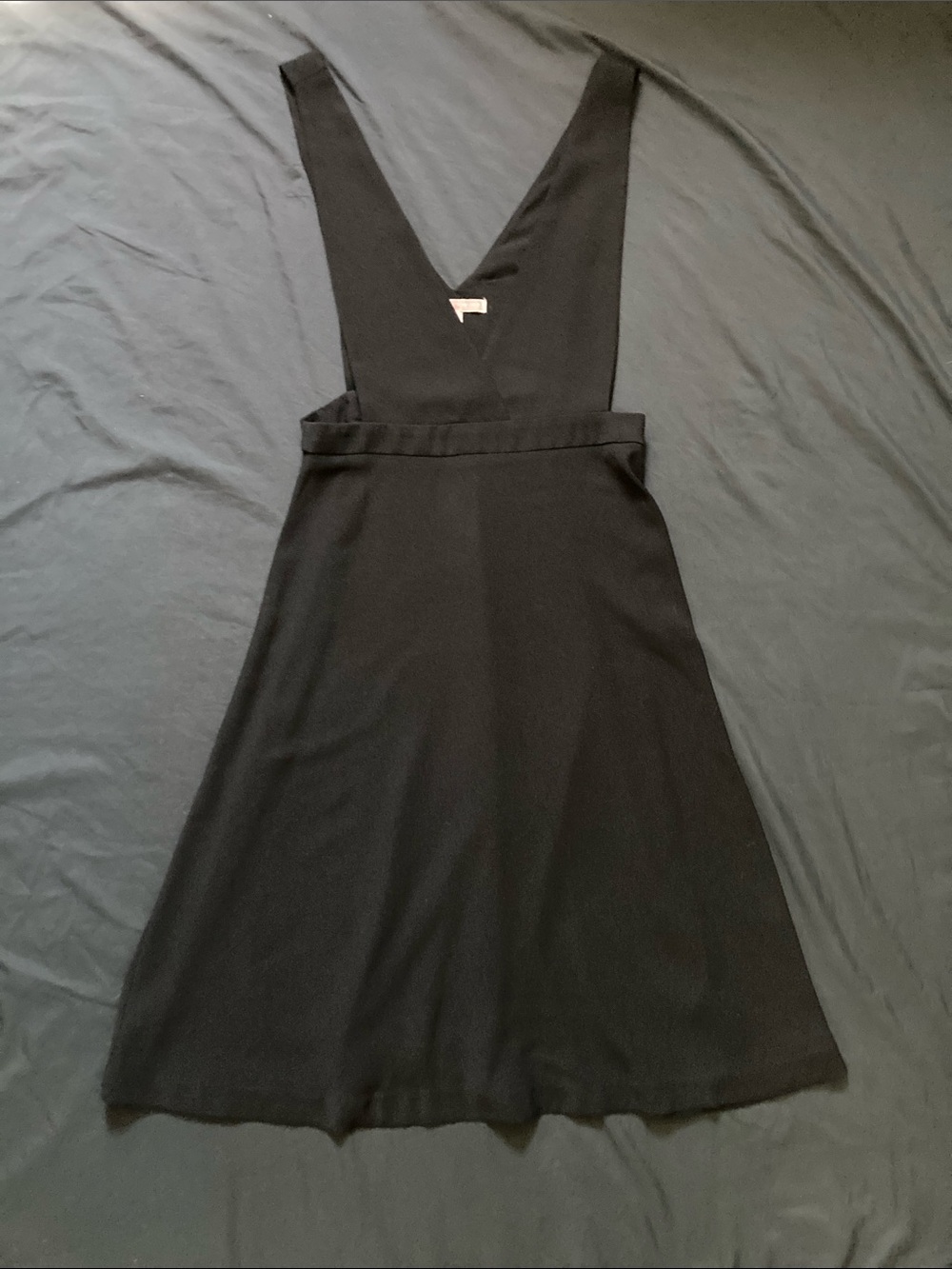 Forever 21 Pinafore V-Neck Plunging Overall Dress Black Y2K Size Small